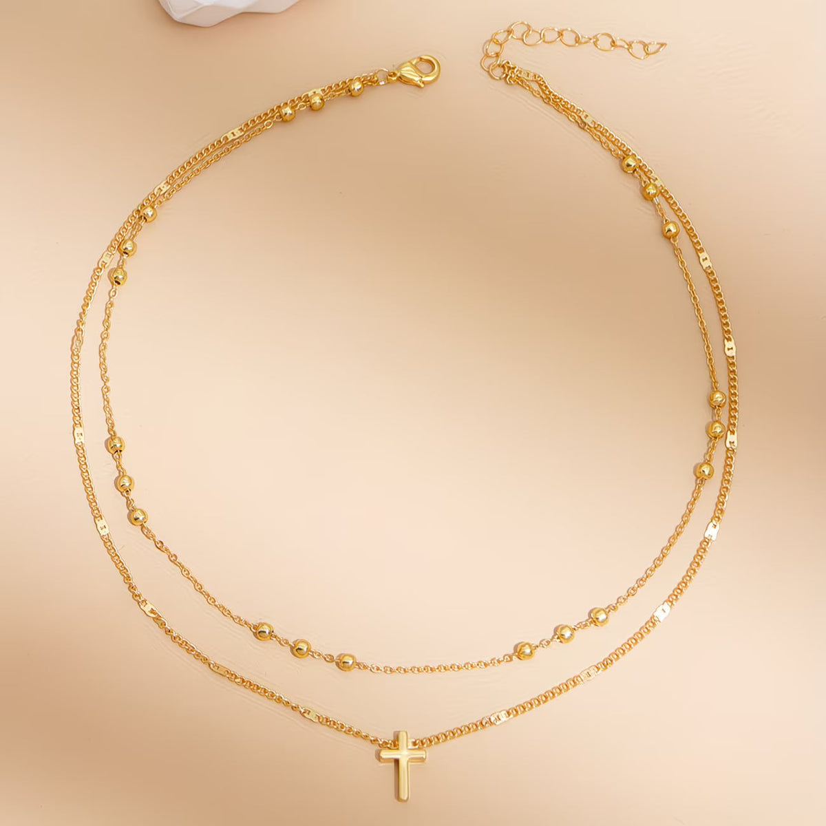 Collana croce vintage a doppio strato