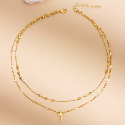 Collana croce vintage a doppio strato