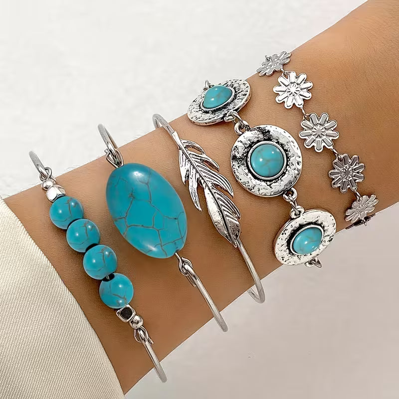 Set di 5 bracciali bohémien vintage