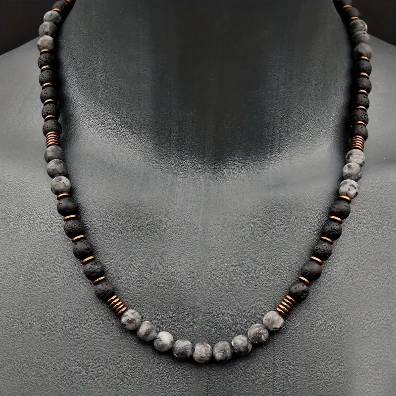 Collana Elegante Unisex con Perle di Lava di Rame Radiosa