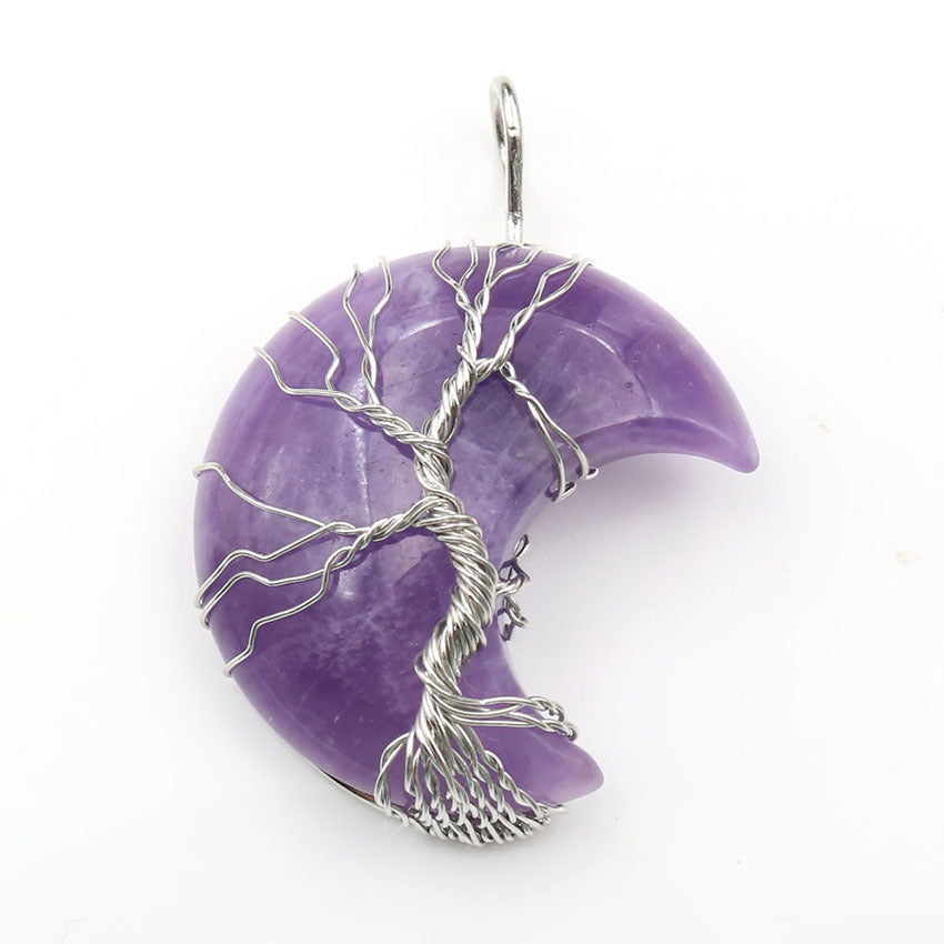 Collana Accessorio con Ciondolo Albero della Vita Cristallo di Luna