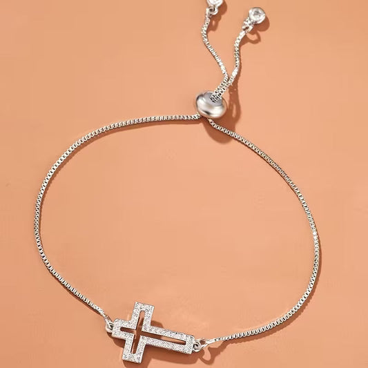 Bracciale croce con strass elegante