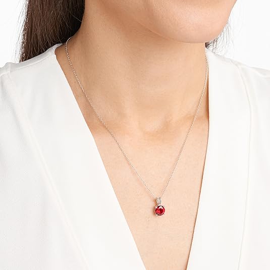Collana rubino taglio tondo | Oro bianco
