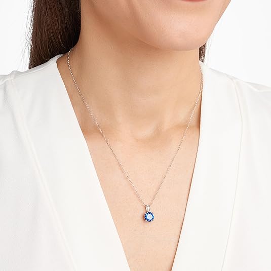 Collana di zaffiro taglio tondo | Oro bianco