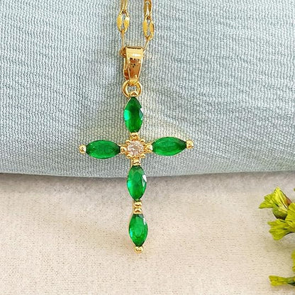 Collana croce smeraldo | Oro