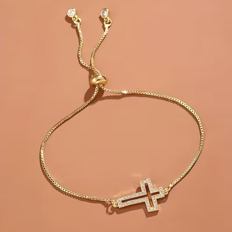 Bracciale croce con strass elegante