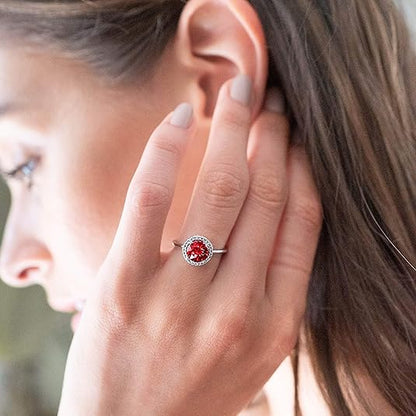 Anello promessa Crimson Glow con rubino | Oro bianco