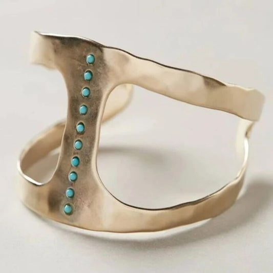 Anello Aperto con Pietre Turchesi Incastonate Vintage