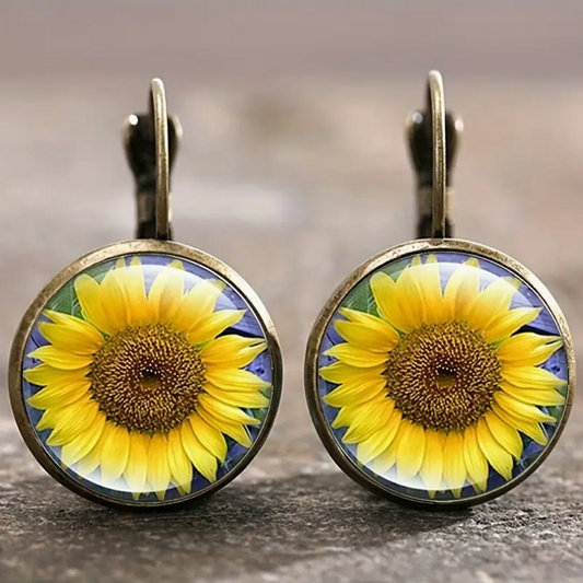 Orecchino con Girasole Placcato Argento Vintage