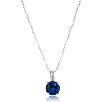 Collana di zaffiro taglio tondo | Oro bianco