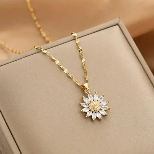 Collana Girasole di Cristallo in Oro