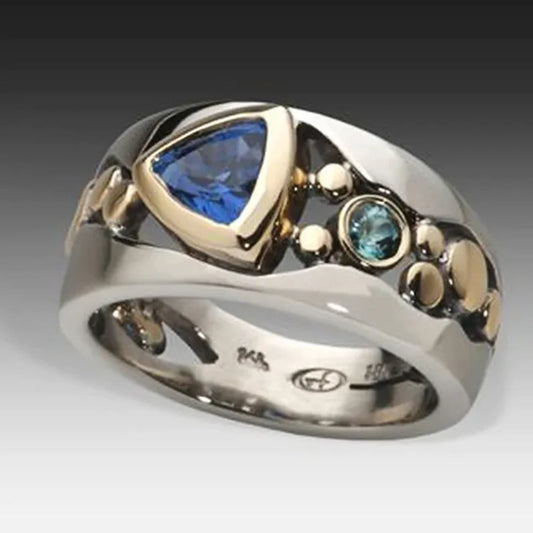 Anello Cristallo Blu Vintage