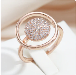 Anello regolabile in oro rosa 18 carati placcato in zirconi