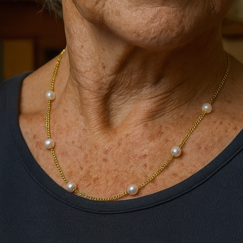 Collana in oro con perla di fiume
