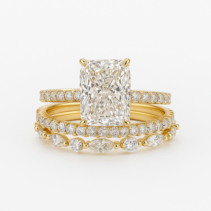 Set di 3 anelli nuziali Jaily | Oro bianco