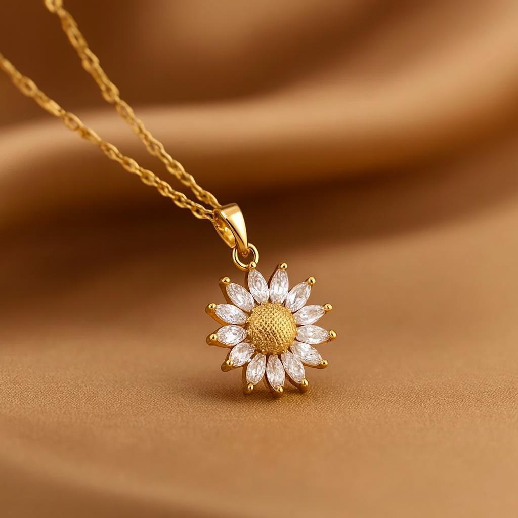 Collana con Ciondolo Girasole in Oro