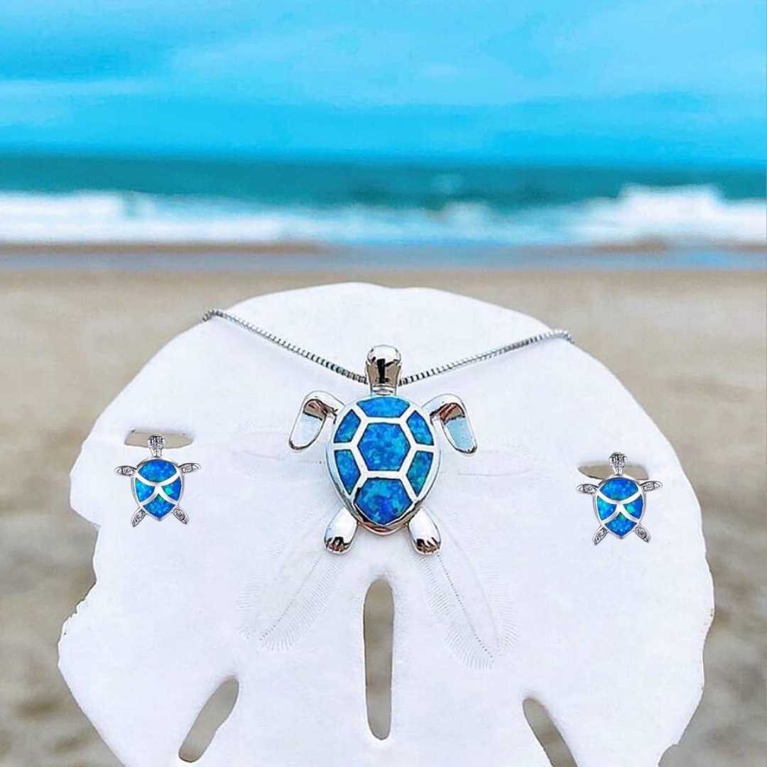 Set Collana + Orecchini Tartaruga Marina Opale e Argento