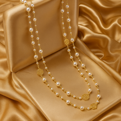 Collana Moderna di Perle Dorate