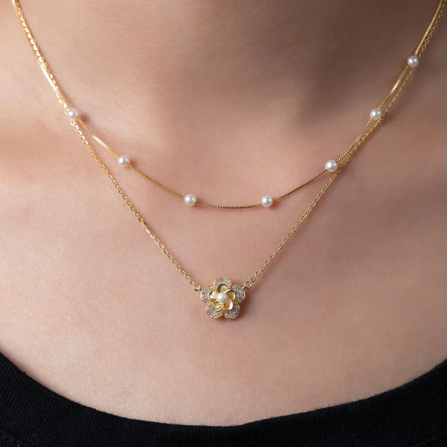 Collana a Strati Fiore di Perla