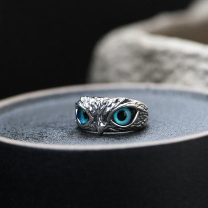 Anello regolabile civetta della fortuna in argento e opale