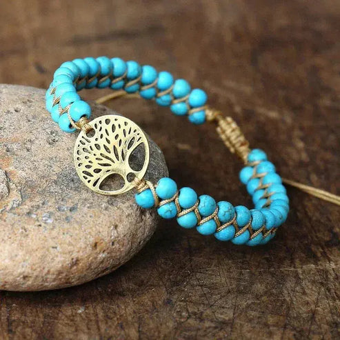Bracciale Albero della vita fatto a mano in pietra turchese
