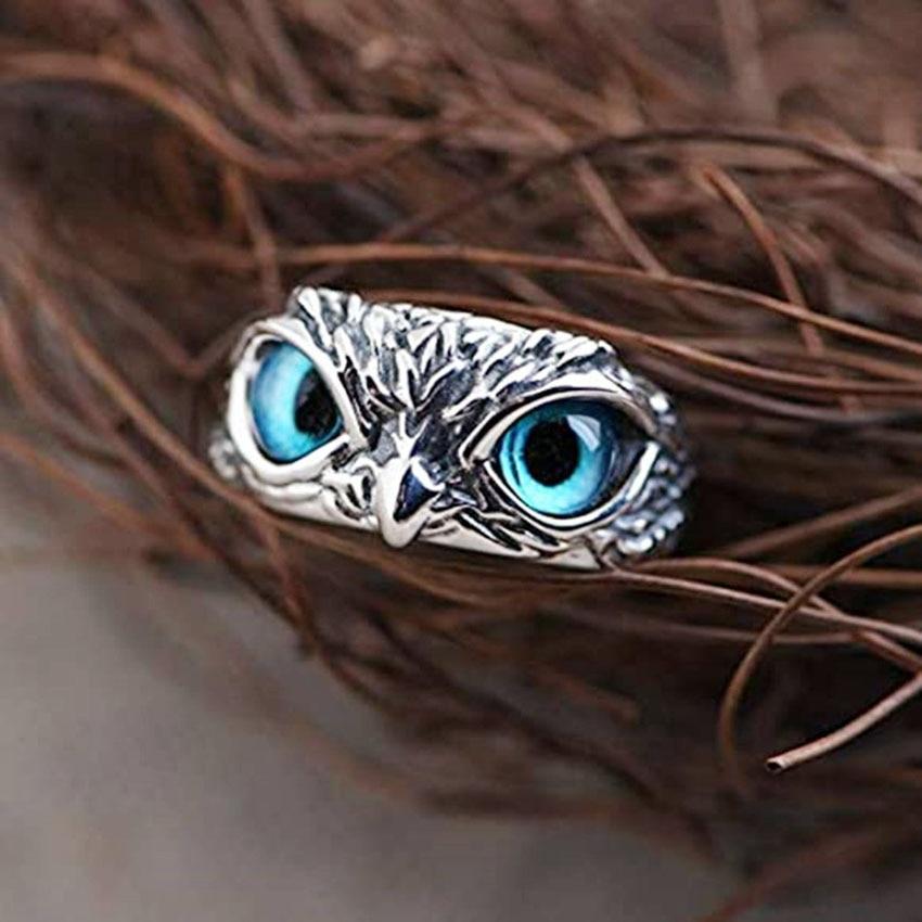 Anello regolabile civetta della fortuna in argento e opale