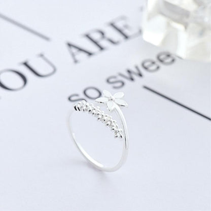Anello regolabile argento 925 con fiori selvatici smaltati dipinti a mano
