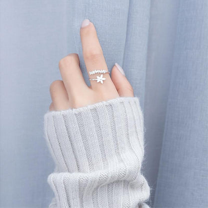 Anello regolabile argento 925 con fiori selvatici smaltati dipinti a mano