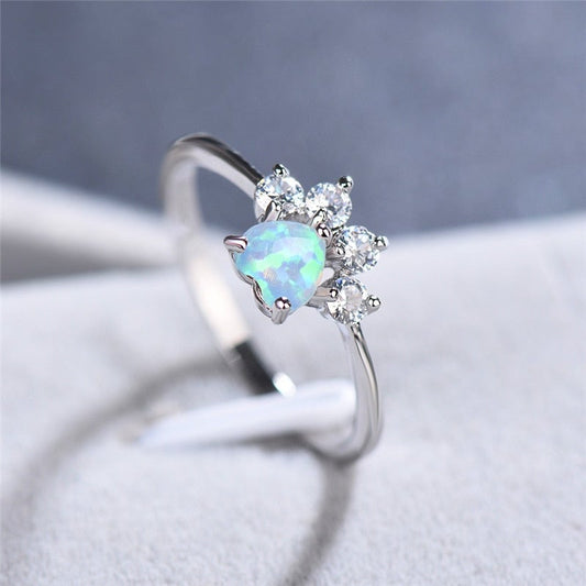 Anello opale e zirconi