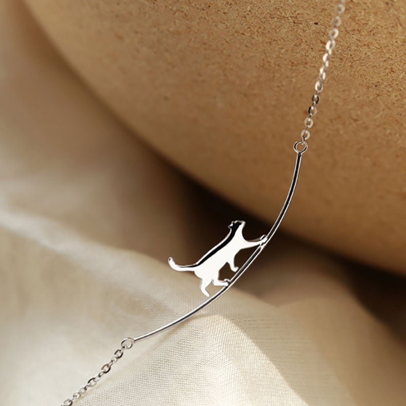 Collana Gatto Arrampicatore in Argento