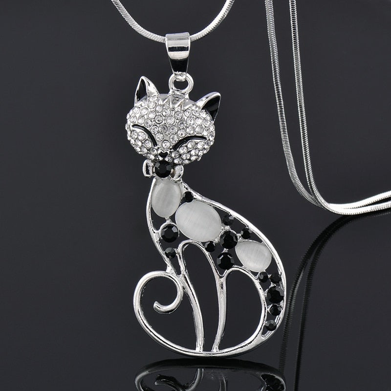 Collana Gatti Amore in Argento con Zirconi