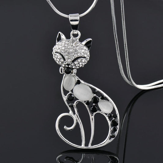 Collana Gatti Amore in Argento con Zirconi