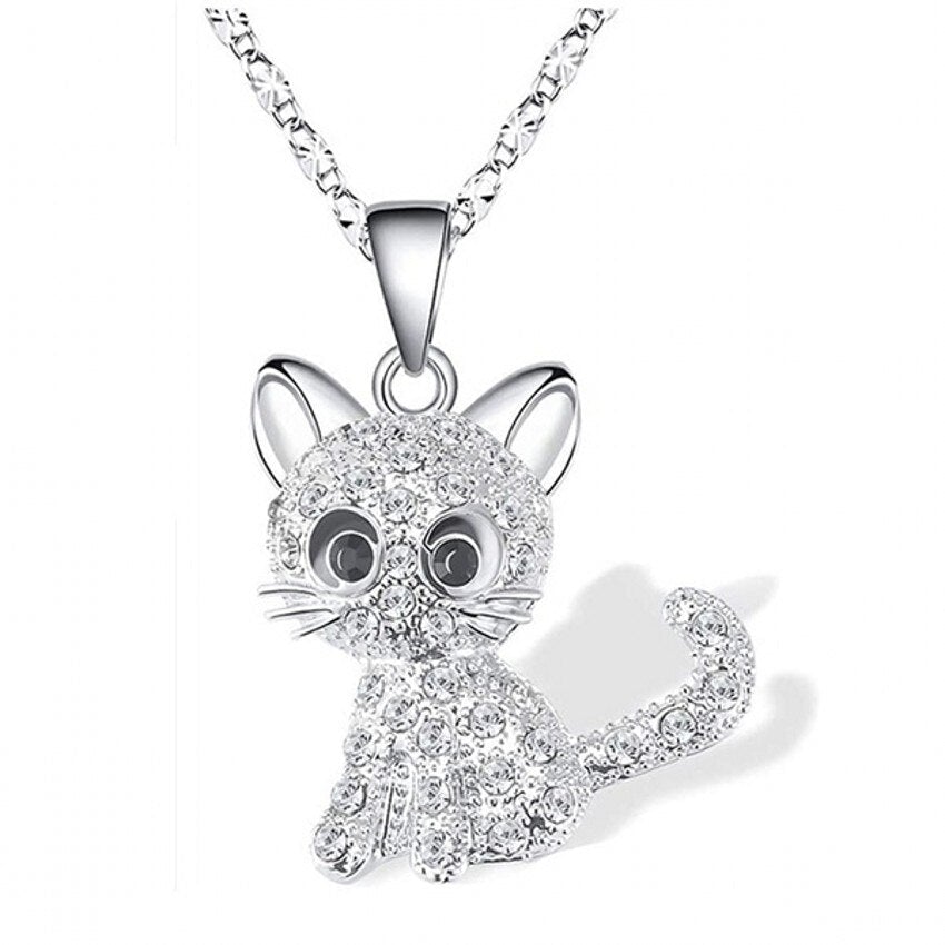 Collana con Gattini e Zirconi Colorati in Argento