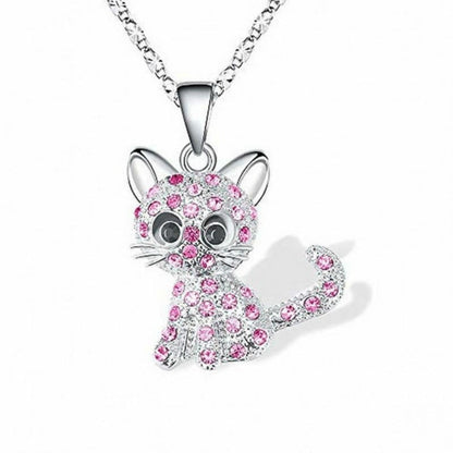 Collana con Gattini e Zirconi Colorati in Argento