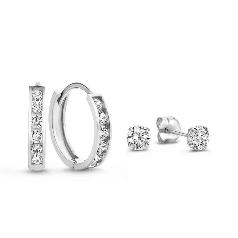 Set di orecchini pietra Dara Brillane | Oro bianco