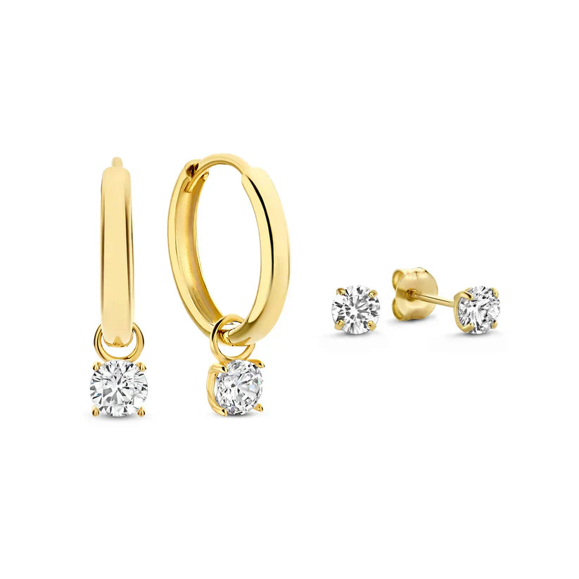 Set di orecchini pietra Larmes de Lune | Oro bianco