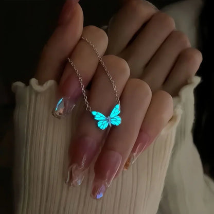 Set Collana e Bracciale Farfalla Blu Luminosa