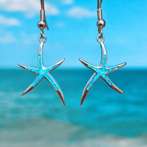 Orecchini a forma di stella marina in opale e argento