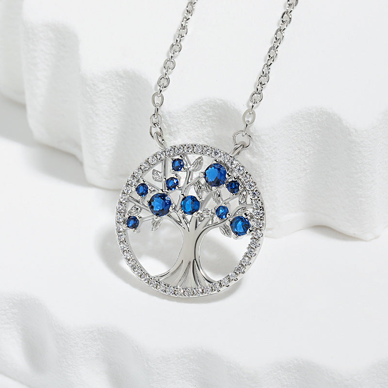 Collana albero della vita di zaffiro | Oro bianco