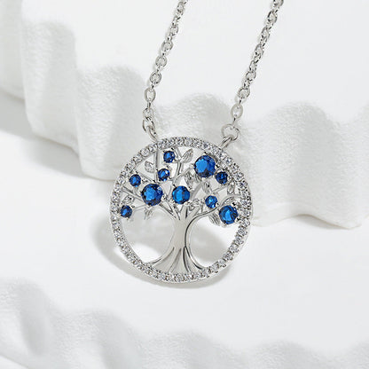 Collana albero della vita di zaffiro | Oro bianco