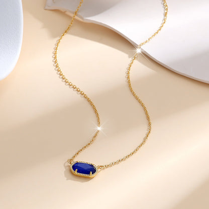Collana ovale classica di zaffiro | Oro