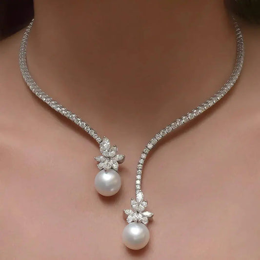 Collana elegante lucida con perle in argento