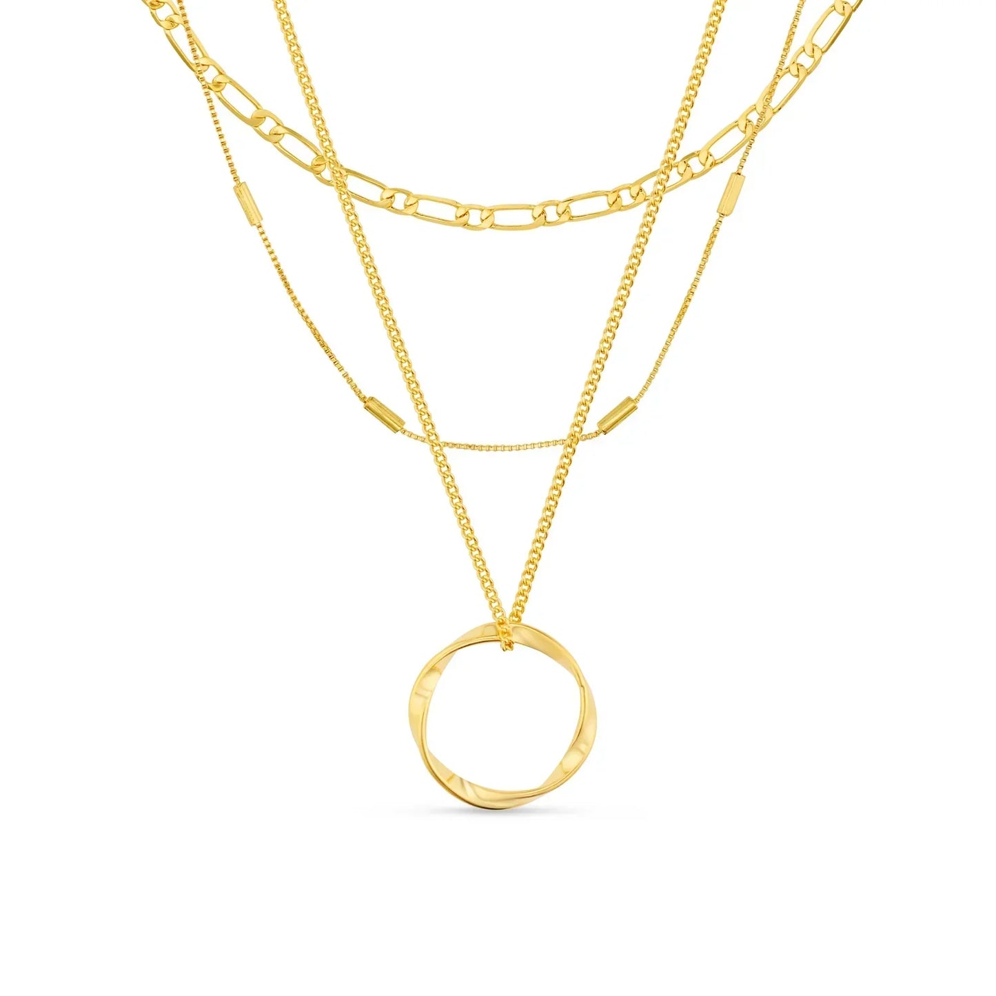 Collana cerchio aperto a tre file | Oro bianco