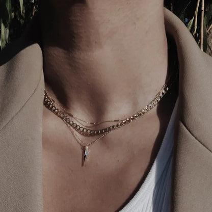 Collana catena piatta Curb | Oro bianco