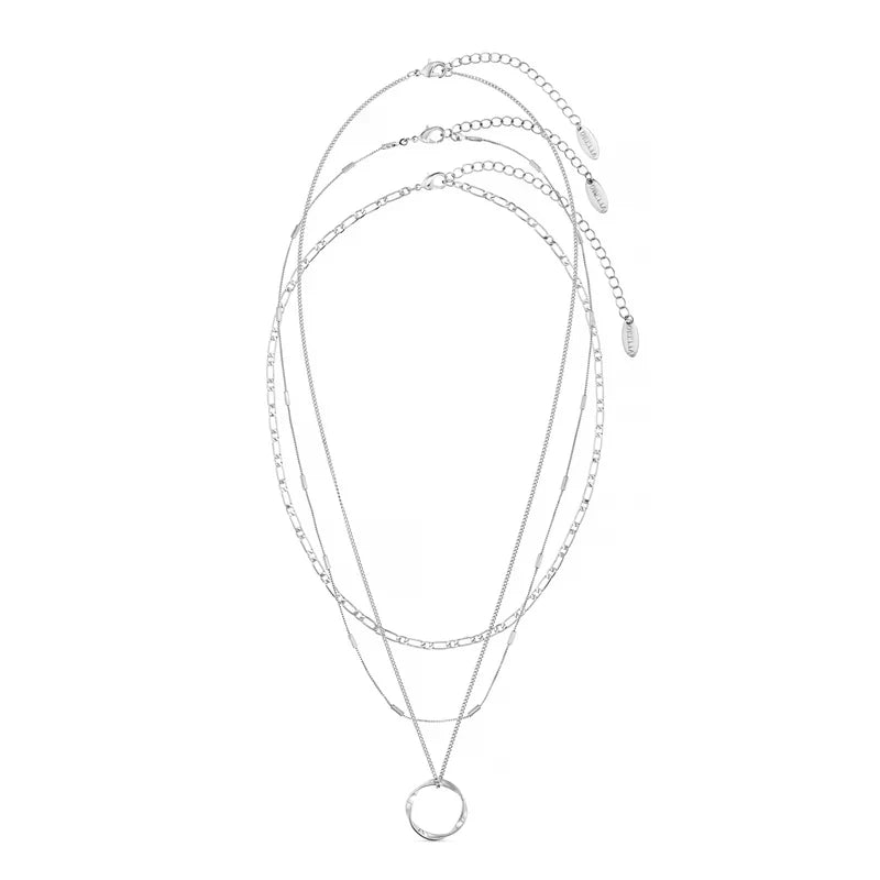 Collana cerchio aperto a tre file | Oro bianco