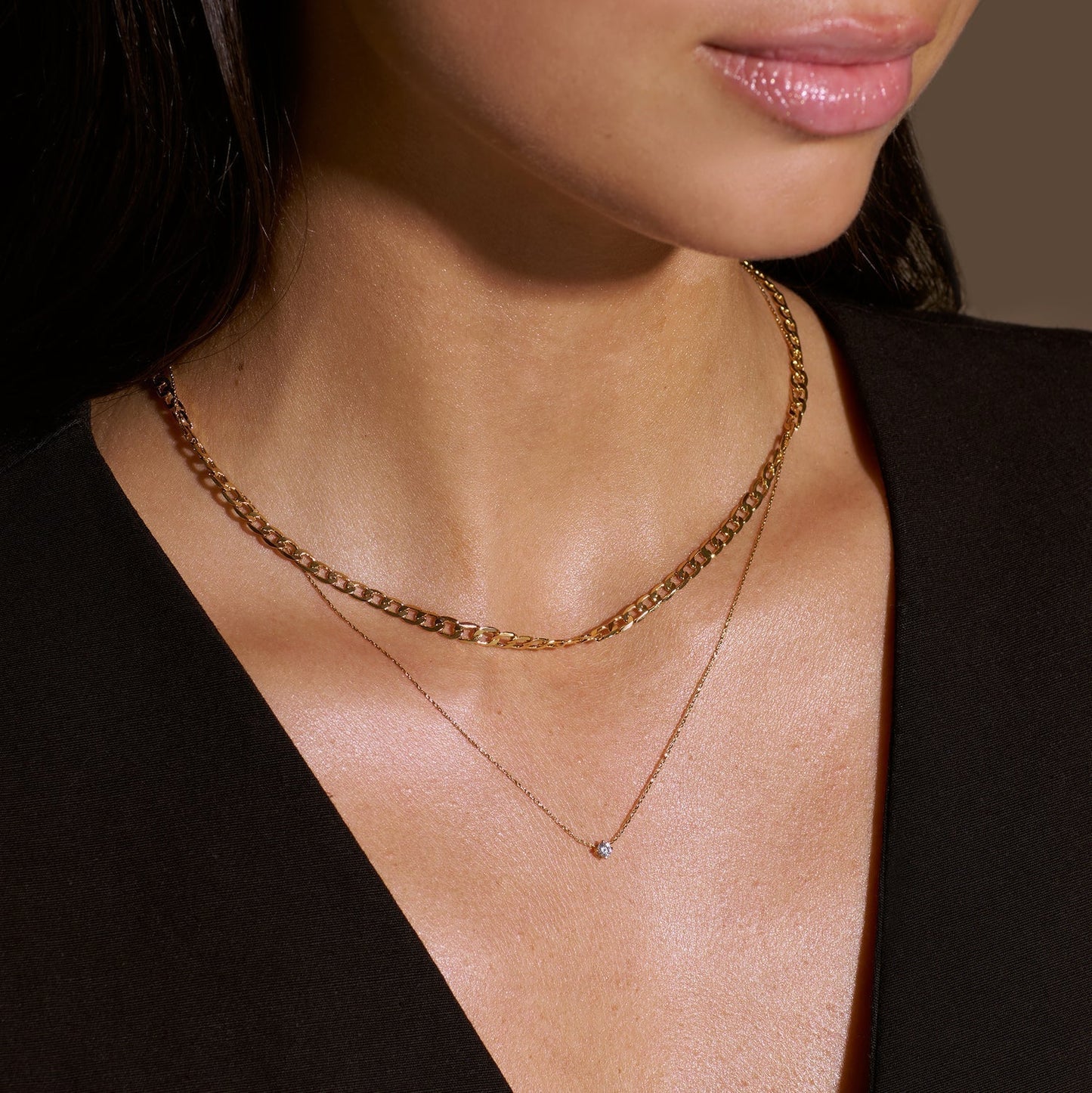 Collana catena piatta Curb | Oro bianco