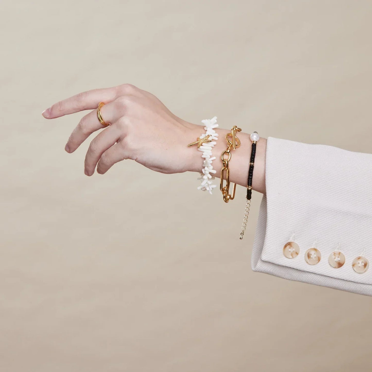 Bracciale Link T-Bar | Oro bianco