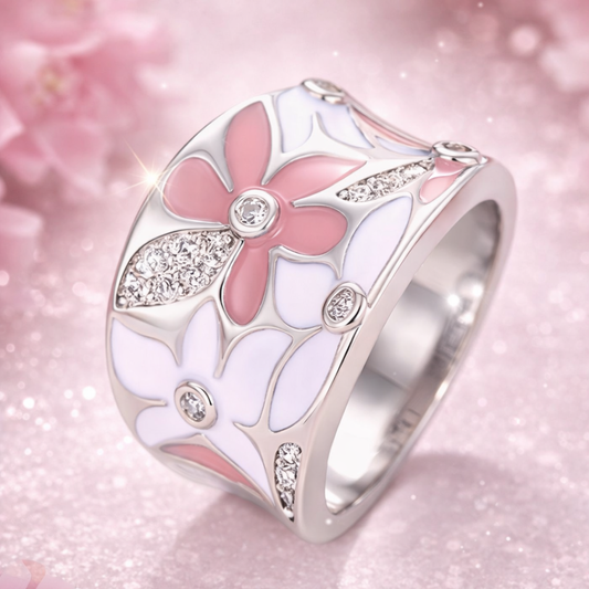 Anello d'Argento con Fiore Rosa Vintage
