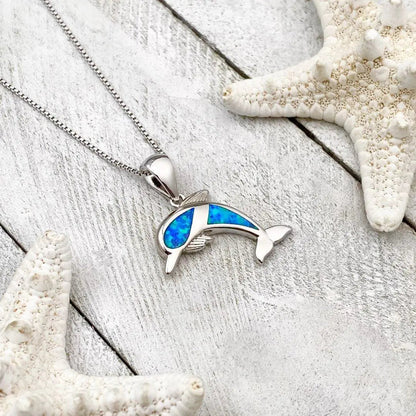 Collana Delfino in Opale e Argento