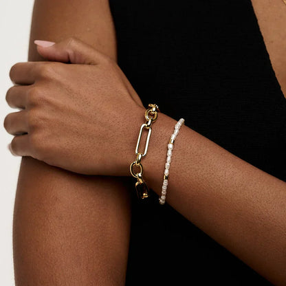 Bracciale Link T-Bar | Oro bianco